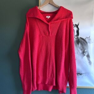 Aerie Vibrant Red Cowl Neck Sweater